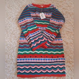 Free The Roses Colourful Long Sleeve Knit Dress XS